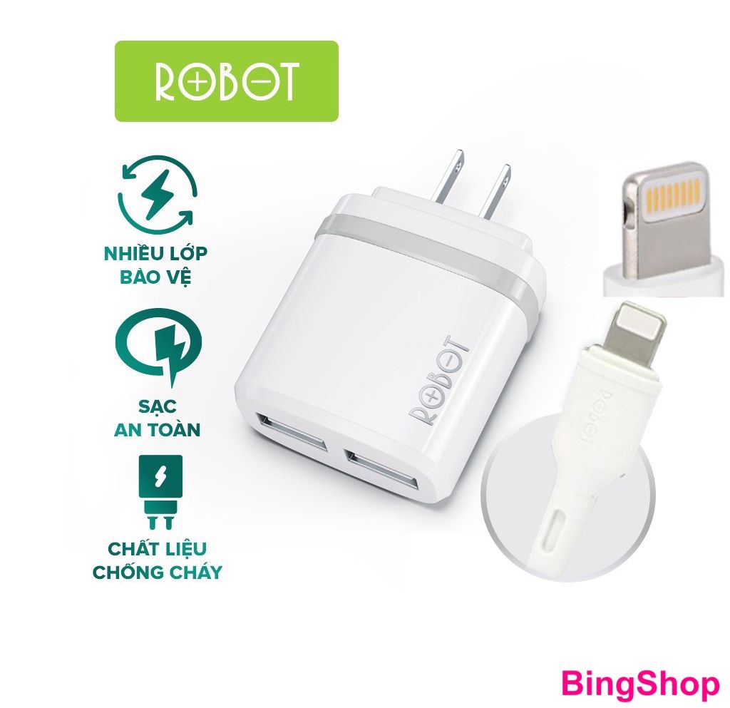 Bộ cốc & cáp sạc robot rt-k9u 2 cổng usb - hàng chính hãng