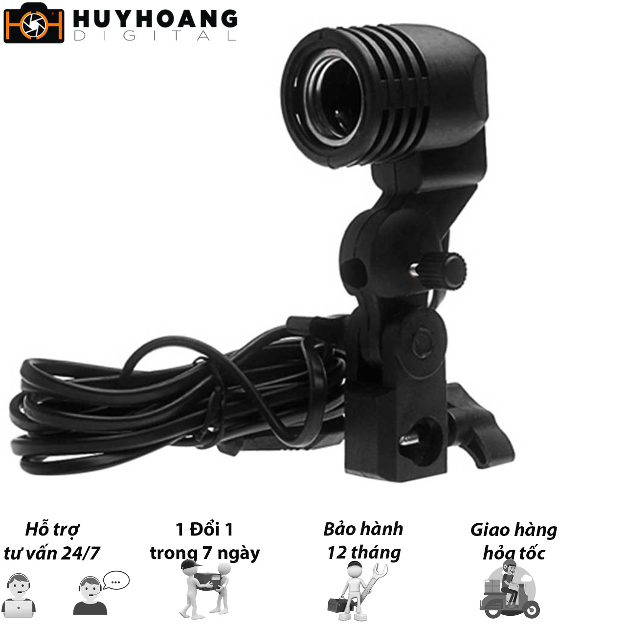 [HCM]Đui đèn 1 bóng E27 - Có khe cắm dù