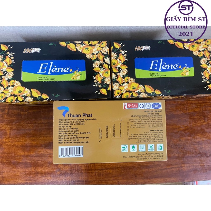 Giấy ăn rút lụa Elene Hộp giấy 180 tờ x 2 lớp