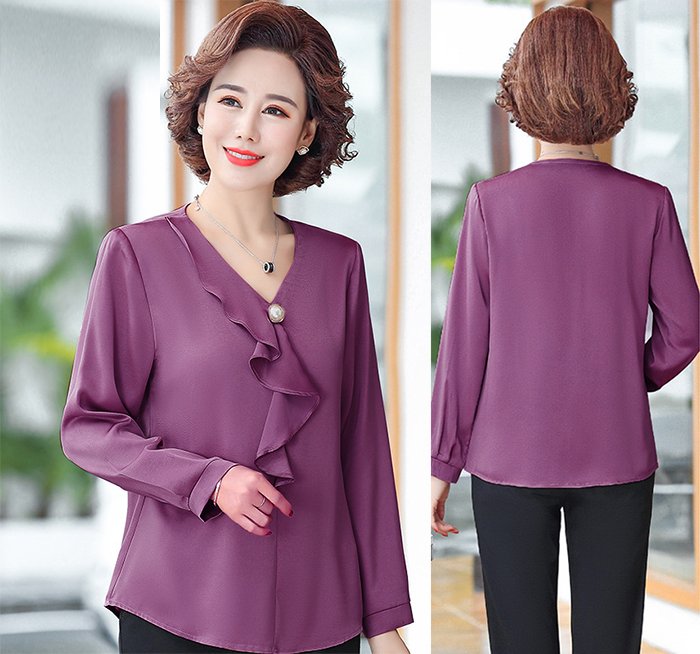 - ÁO SƠ MI CÔNG SỞ NỮ, ÁO KIỂU QUÝ BÀ, ÁO KIỂU TRUNG NIÊN NỮ, ÁO SƠ MI QUÝ BÀ CAO CẤP,, ÁO KIỂU NỮ U50-60, ÁO SƠ MI PHỐI NÚT TRUNG NIÊN, ÁO SƠ MI CỔ BẺ PHỐI NÚT 2 BÊN - THỜI TRANG TRUNG NIÊN CAO CẤP 3A13 3A02 3A05