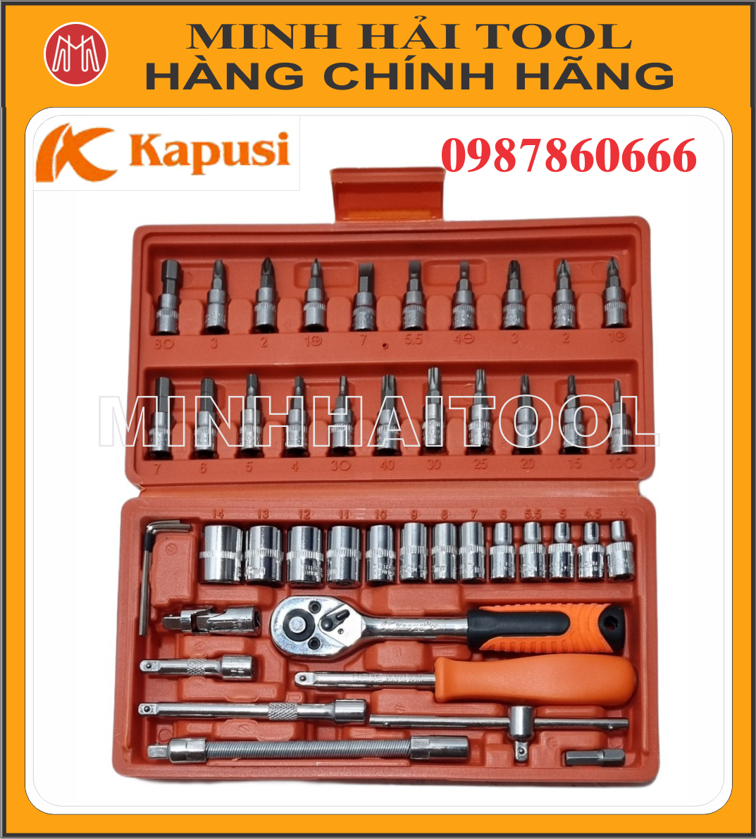 Bộ cần tuýp tự động 46 chi tiết 1/4 inch kapusi japan k9819