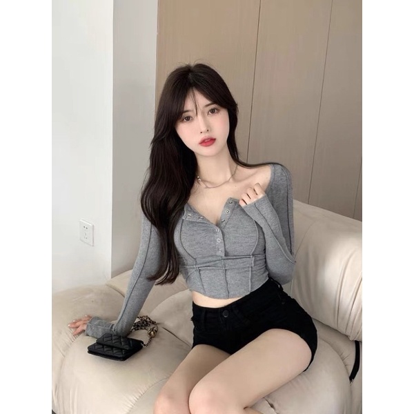 Áo len tăm gân khuy bấm 2021