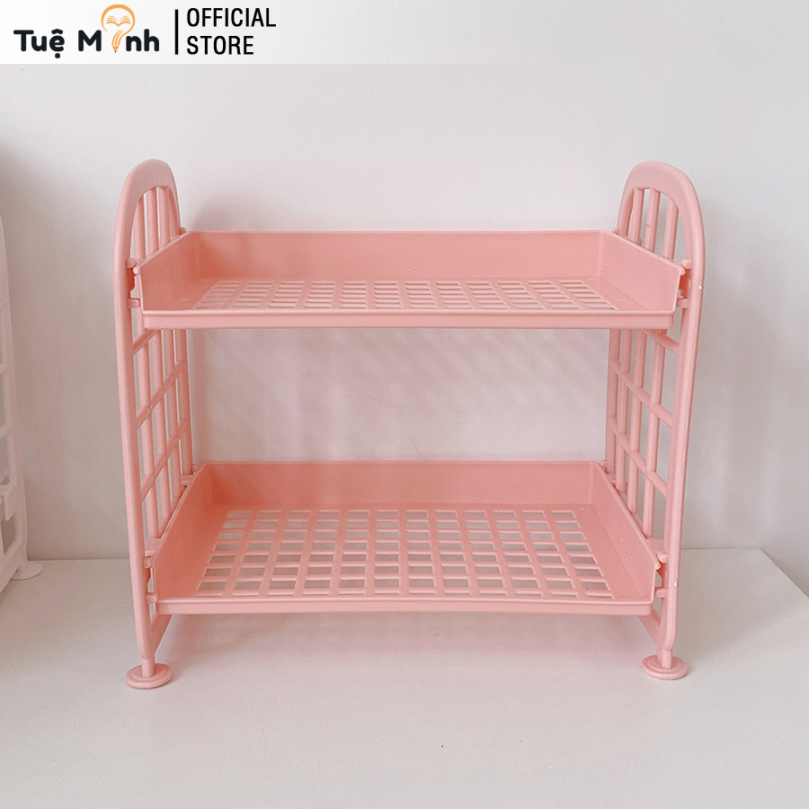 Kệ Nhựa Mini 2 Tầng Giá Đựng Sách VPP TUEMINH, Đồ Dùng Để Bàn Decor K20 Xinh Xắn- VPP Tuệ Minh