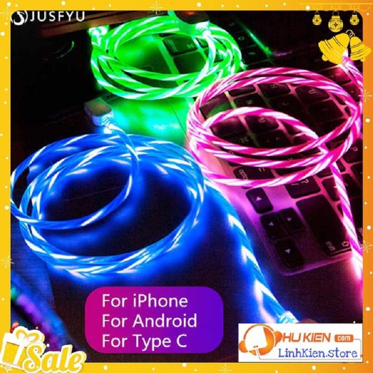 Cáp Sạc Nam Châm , Dây Đèn Led Phát Sáng Siêu Đẹp, Iphone Android Type - C Tiện Dụng
