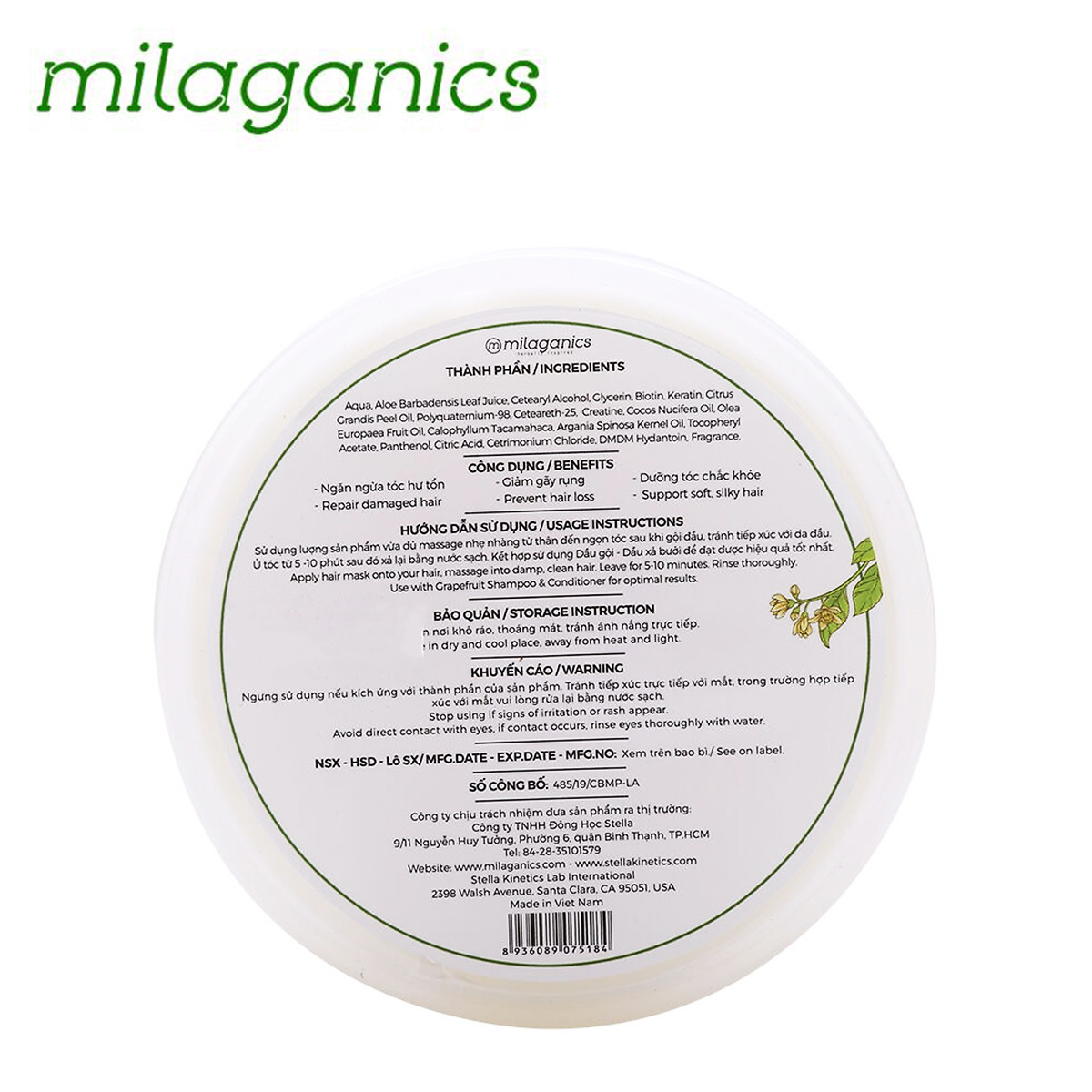 KEM Ủ TÓC BƯỞI MILAGANICS 250 GRAM