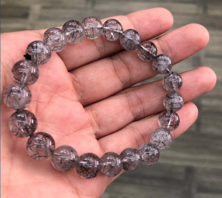 [HCM]( HÀNG A) Vòng Tay Đá Thạch Anh Tóc Đen 10MM Mệnh Thủy MộcHạt Sáng BóngTóc Nhiềucó tư vấn side kỷ