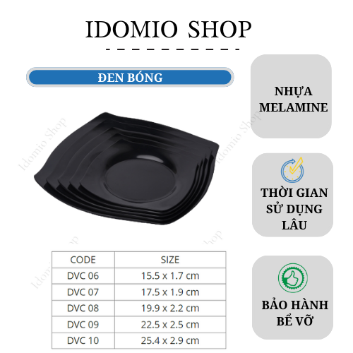 Dĩa Nhựa Melamine Màu Đen