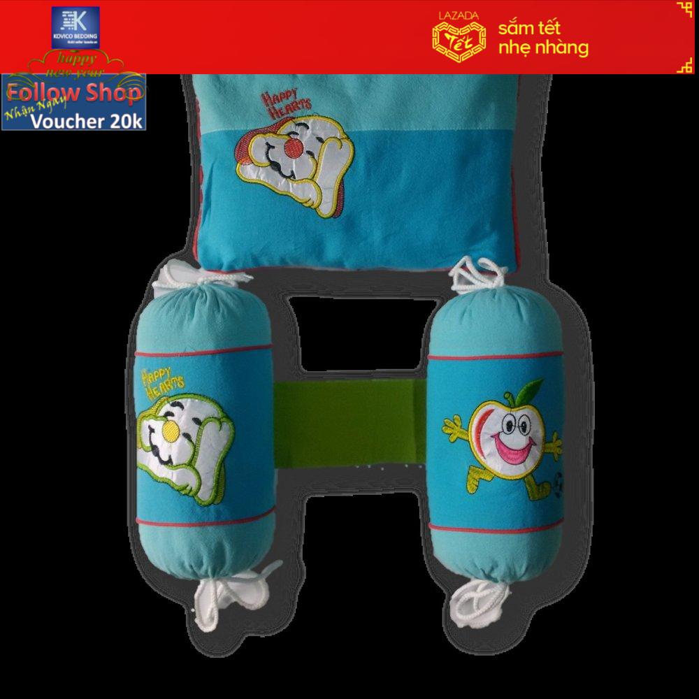 Bộ gối chặn vỏ đỗ cho bé hình CÚN CON 2016 (Xanh)