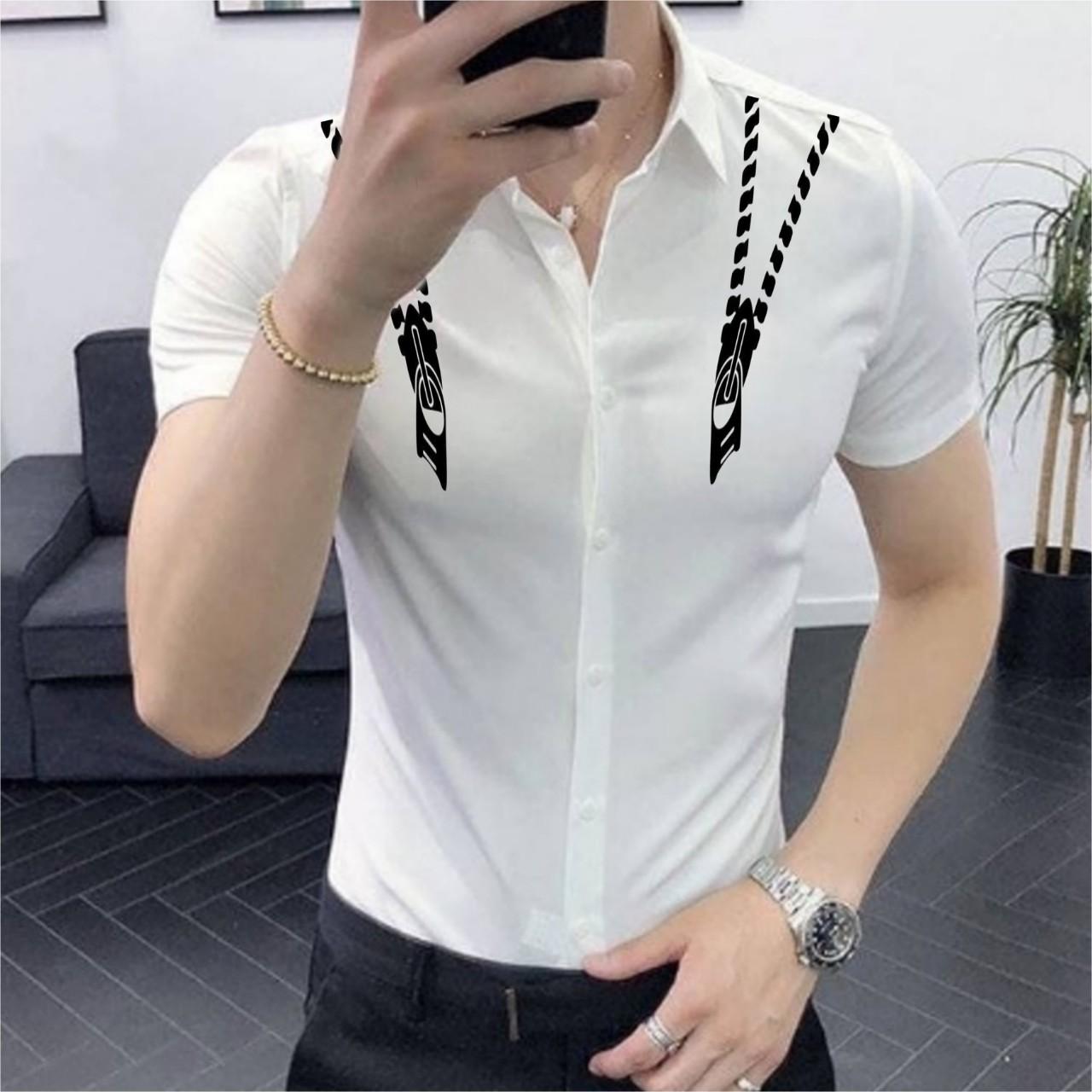 Áo sơ mi nam ngắn tay khóa giả siêu hott