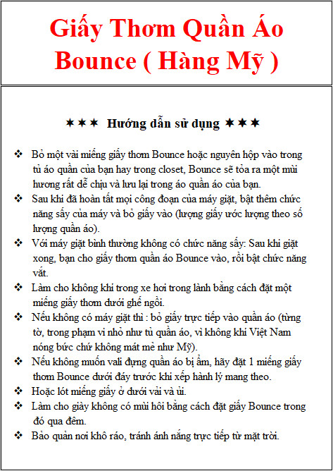[HCM][SET 2 HỘP] Giấy Thơm Quần Áo Bounce Hàng của Mỹ - QC