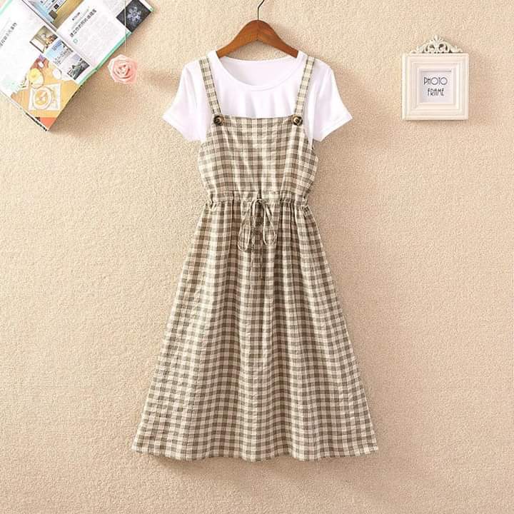 Sét áo kèm yếm kẻ cutekèm ảnh thật