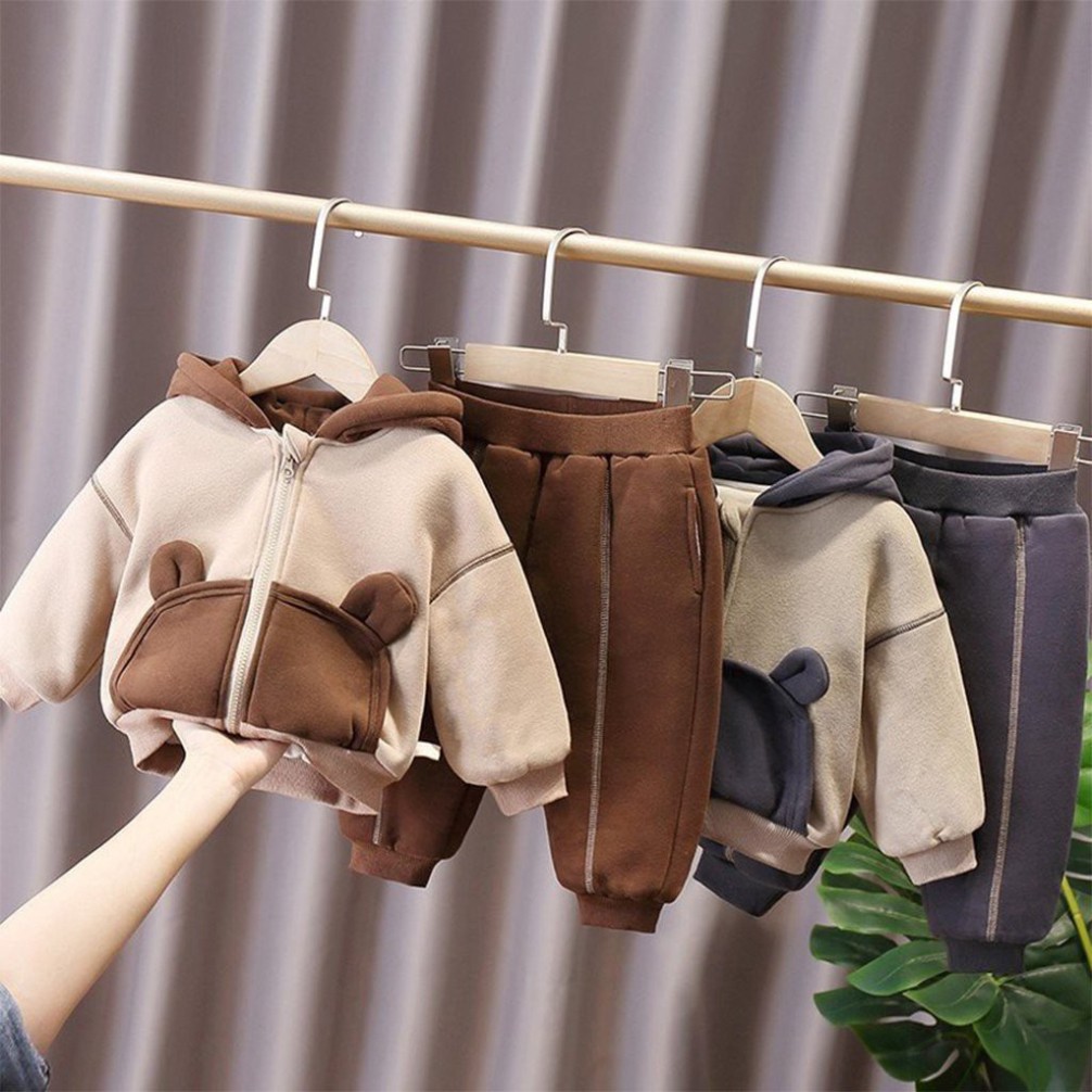 Bộ Áo Khoác Quần Nỉ Thu Đông SUMO CITY Cho Bé Từ 6-28kg