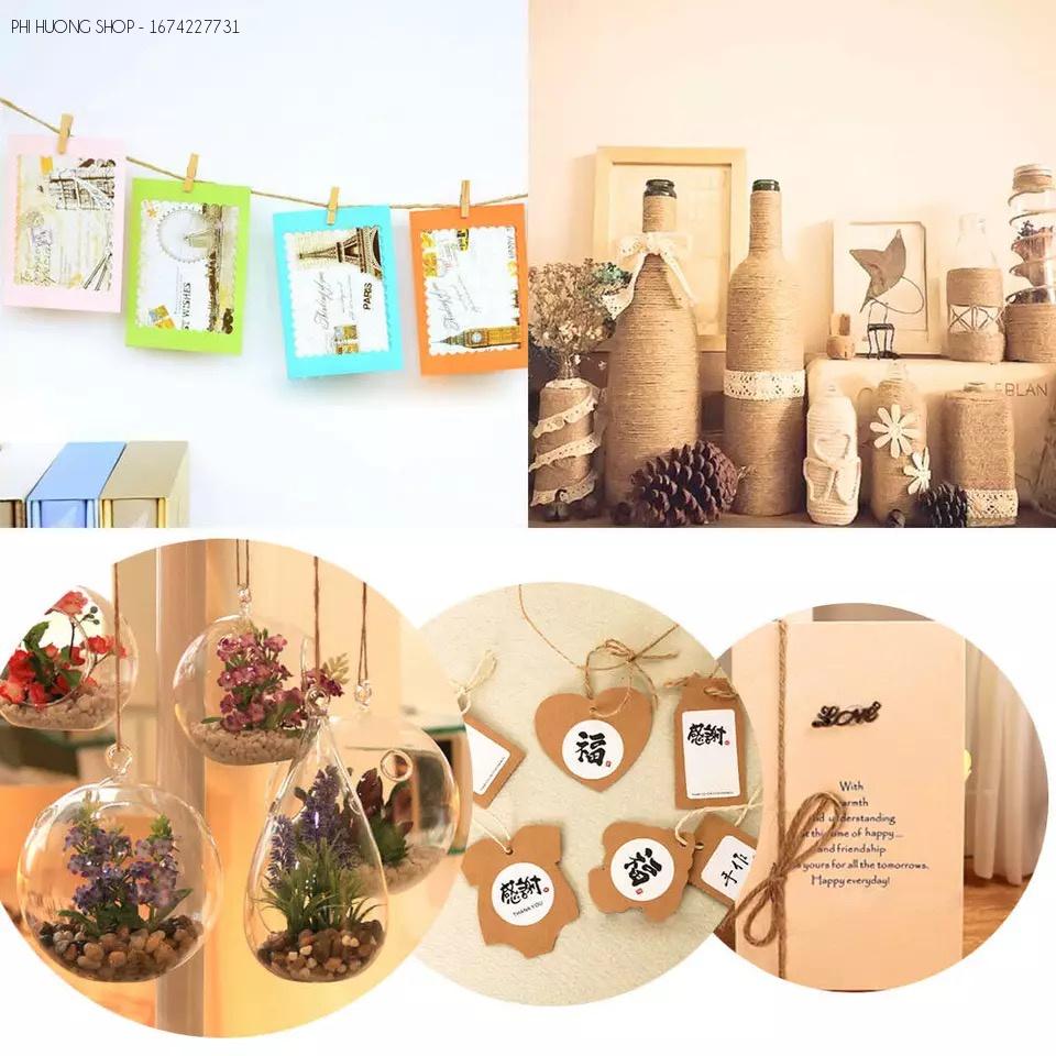 Cuộn 100m dây thừng gai, dây bố size 2mm trang trí decor handmade
