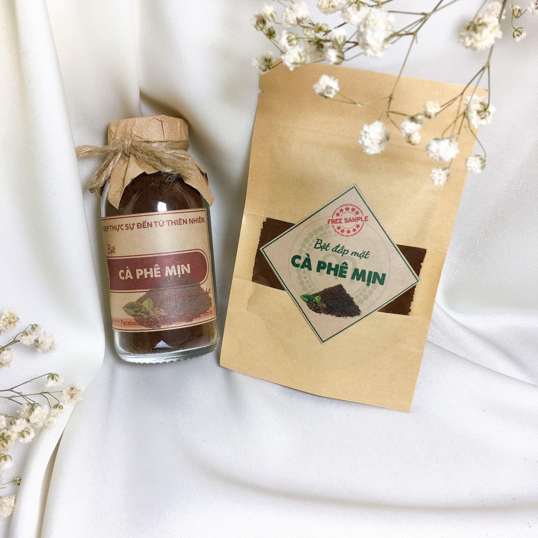 Bột cà phê nguyên chất xay mịn MỘC - dưỡng da trắng hồng, mềm mại, se khít lỗ chân lông, làm đều màu da và làm mờ thâm nám túi dùng thử 10g, chai 100/200ml handmade