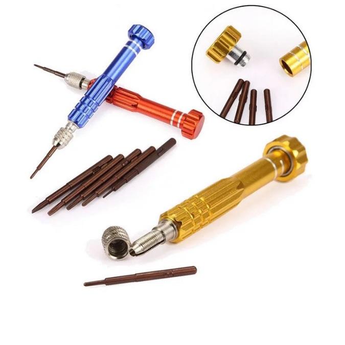 (HCM)Tua vít 5 in 1 đầu sửa chữa điện thoại đa năng cao cấp tua vít 5 in 1 -tĩnh điện siêu cứng (Đầu vít nằm bên trong cán cầm)