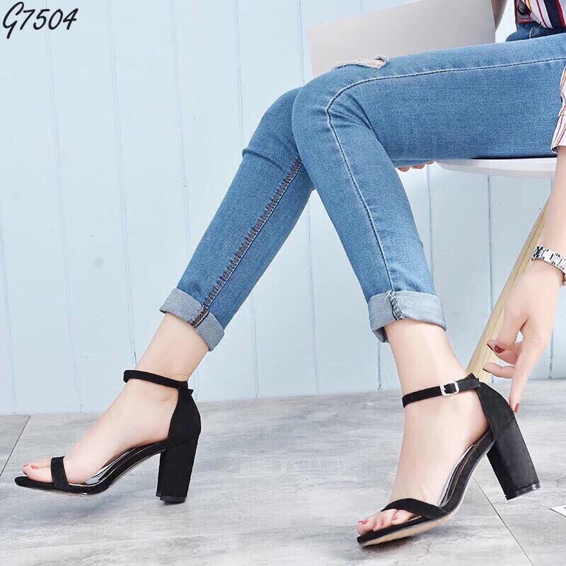 giày cao gót nữ 2 quay 7 phân - 1504