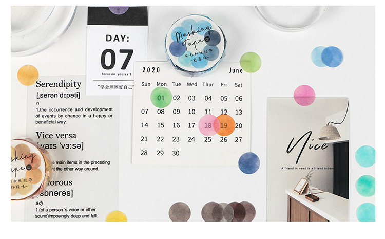 Cuộn 100 sticker chấm tròn nhiều màu trang trí sổ, làm bullet journal
