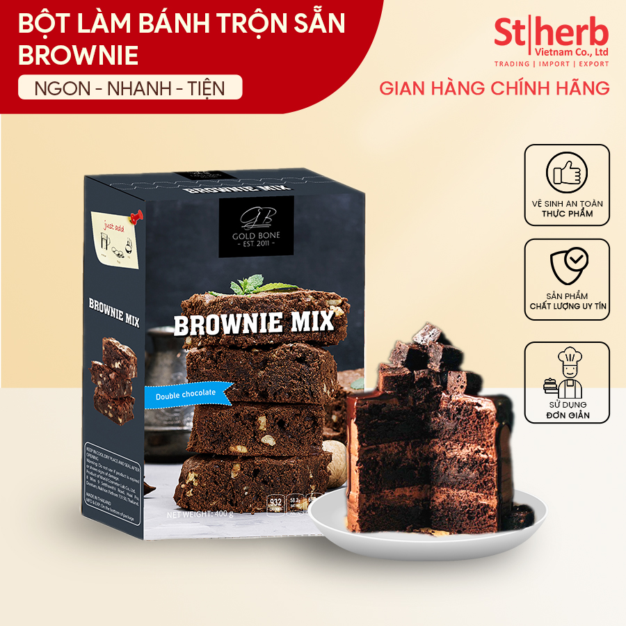 Bột làm bánh Brownie trộn sẵn Gold Bone 400gram