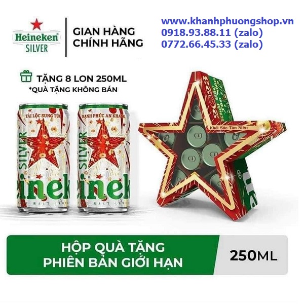 hộp quà tặng Heineken. 8 lon 250ml