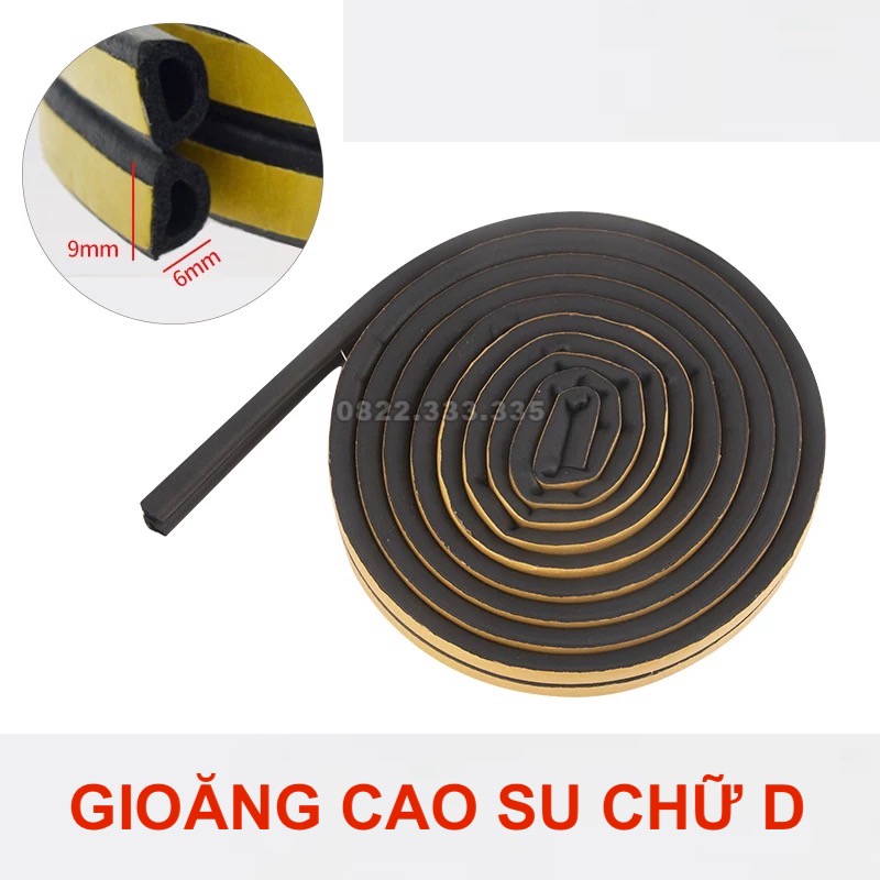 6 mét sợi kép Ron cửa lắp khe hở cách âm Tránh va chạm cửa Gioăng cửa gỗ chữ D dành cho cửa đi và cửa sổ 2 sợi 3 mét liền nhau