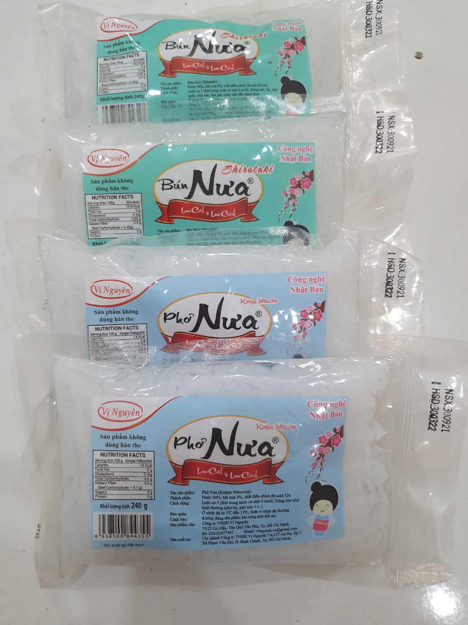 Combo 2 Bún Nưa 2 Phở Nưa Vị Nguyên  Keto Das 240g - Ăn Kiêng