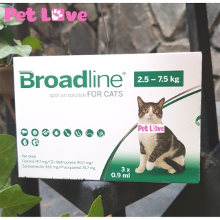Broadline diệt nội ngoại ký sinh trùng mèo từ 2,5 - 7,5kg 1 hộp x 3 ống thumbnail
