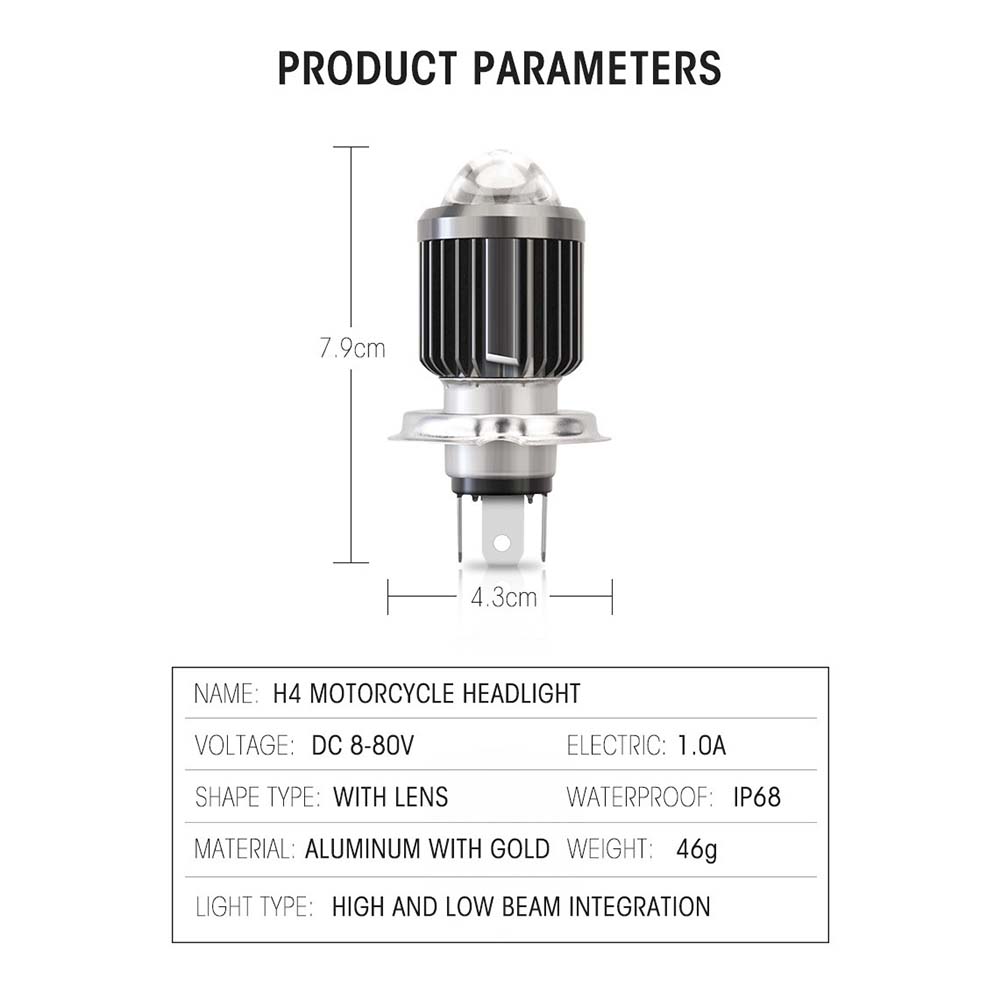 Đèn pha siêu sáng H4 LED, đèn pha/ cốt cho xe máy
