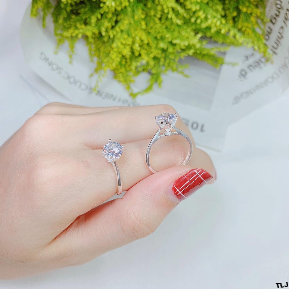 Nhẫn nữ 1 viên đá bạc ta hàng sale
