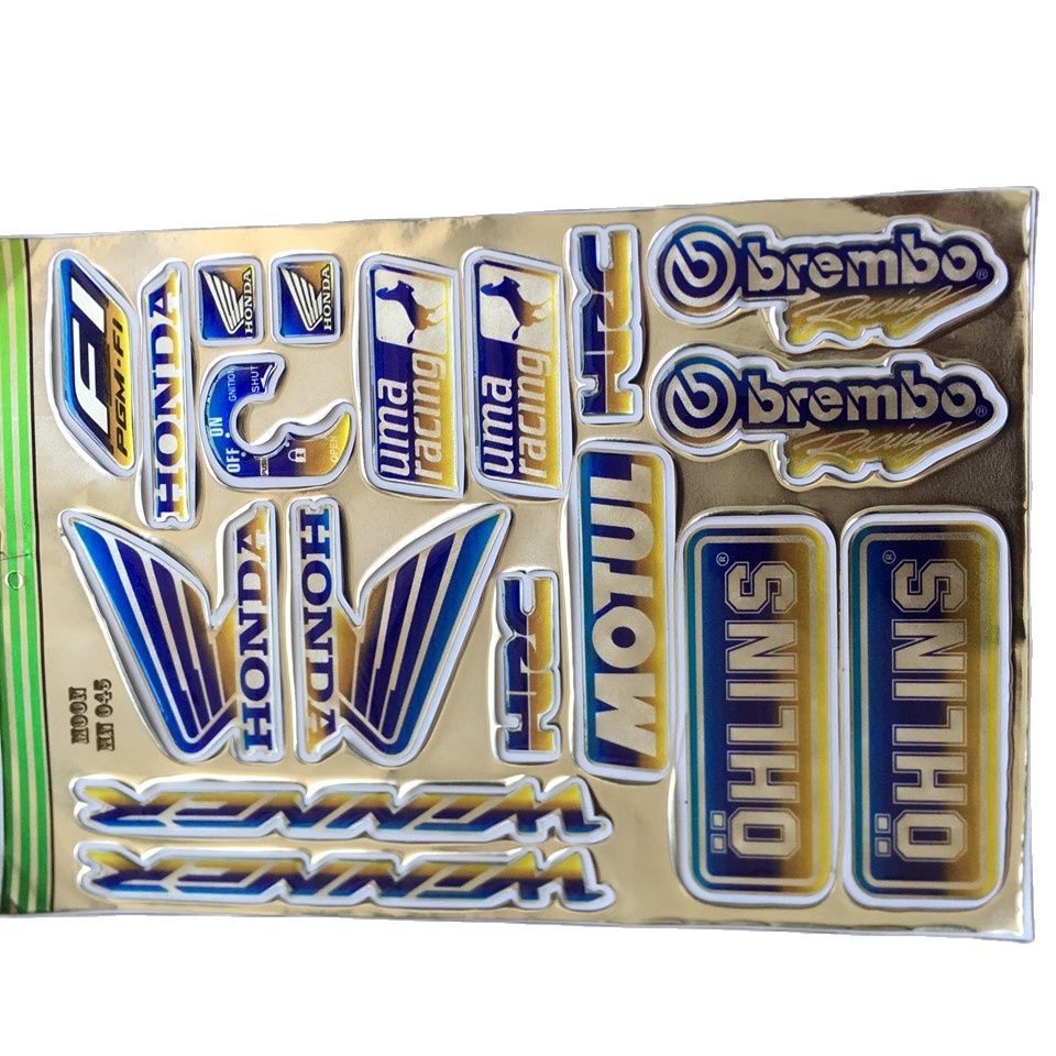 Bộ tem logo, tem crom nhựa nổi dán xe máy WINNER (màu titan)