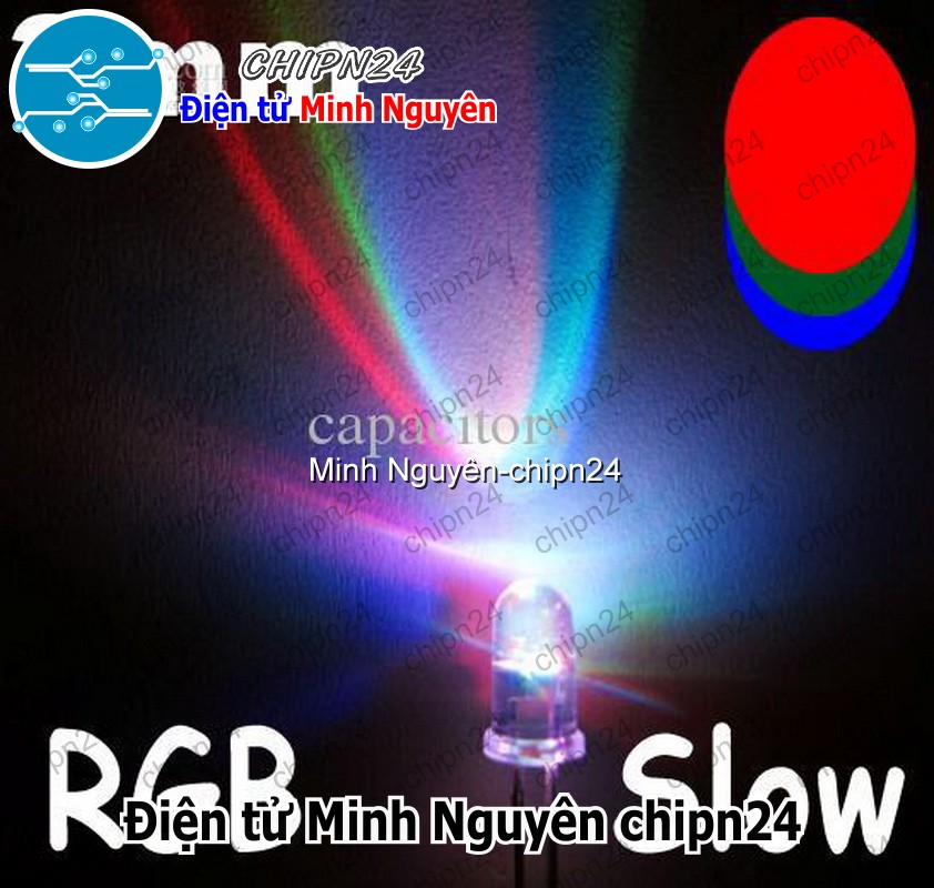 [25 con] (TK17, H11) Led 3mm Trong 7 Màu RGB 2 Chân (Nháy Nhanh) - HH000508