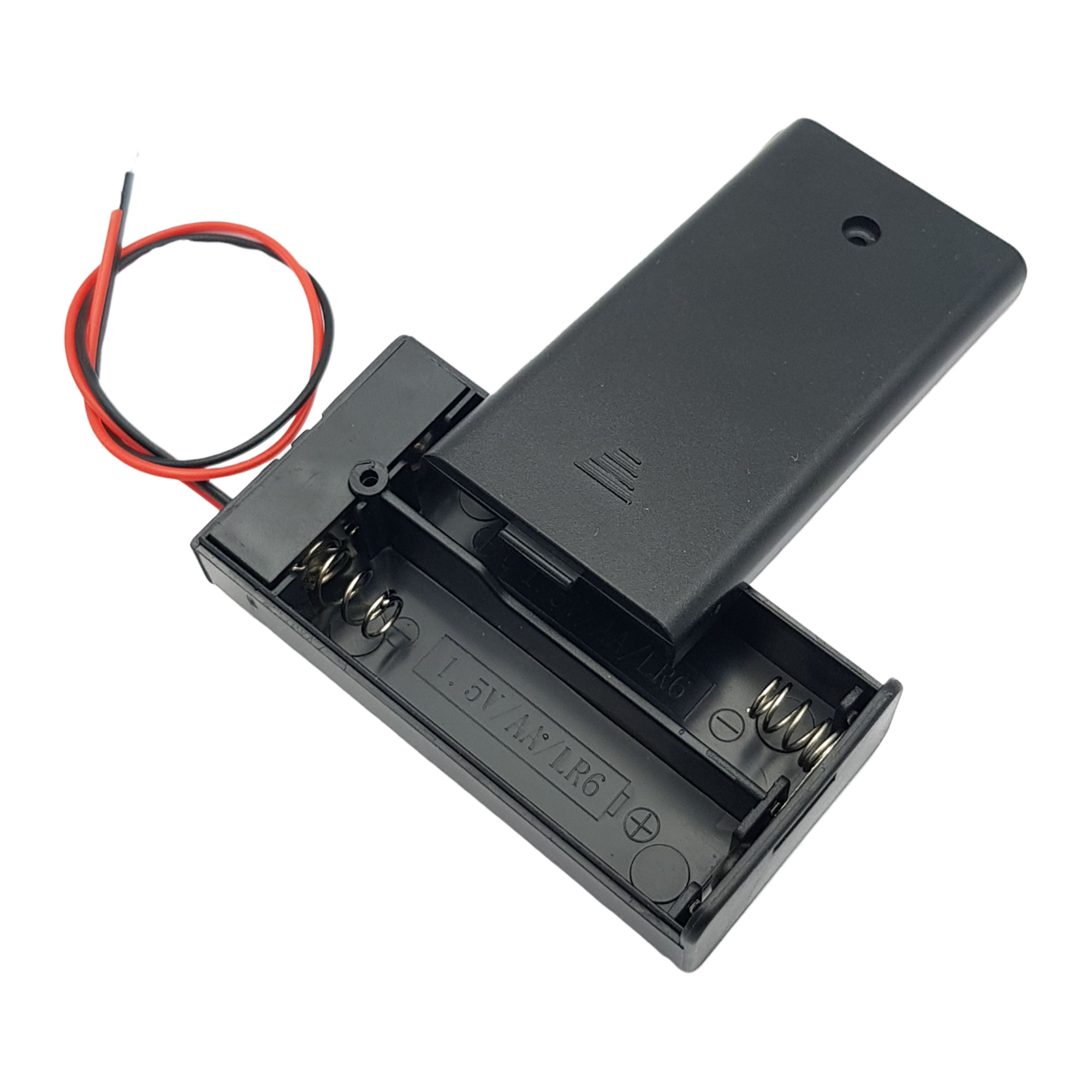 Hộp đế 2 pin AA có nắp và công tắc