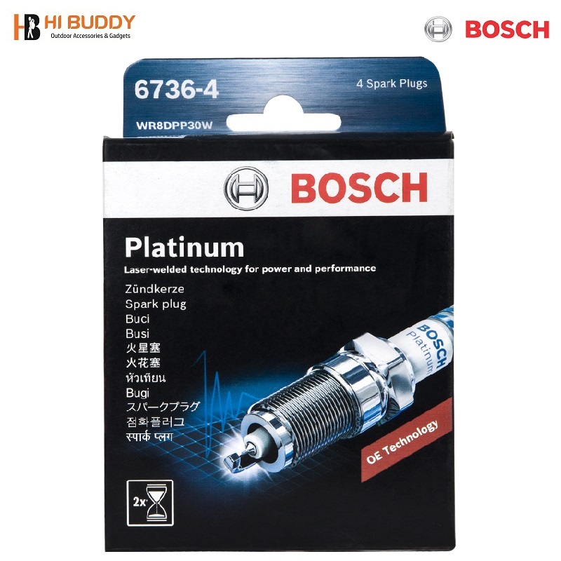 { NHẬP KHẨU } Bộ 4 Bugi Bạch Kim BOSCH WR8DPP30W Tip 21 HIBUDDY