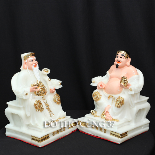 [  Cao 19 cm ] TƯỢNG THẦN TÀI THỔ ĐỊA MÀU TRẮNG - MS 31  [ COMPOSITE + BỘT ĐÁ  ]