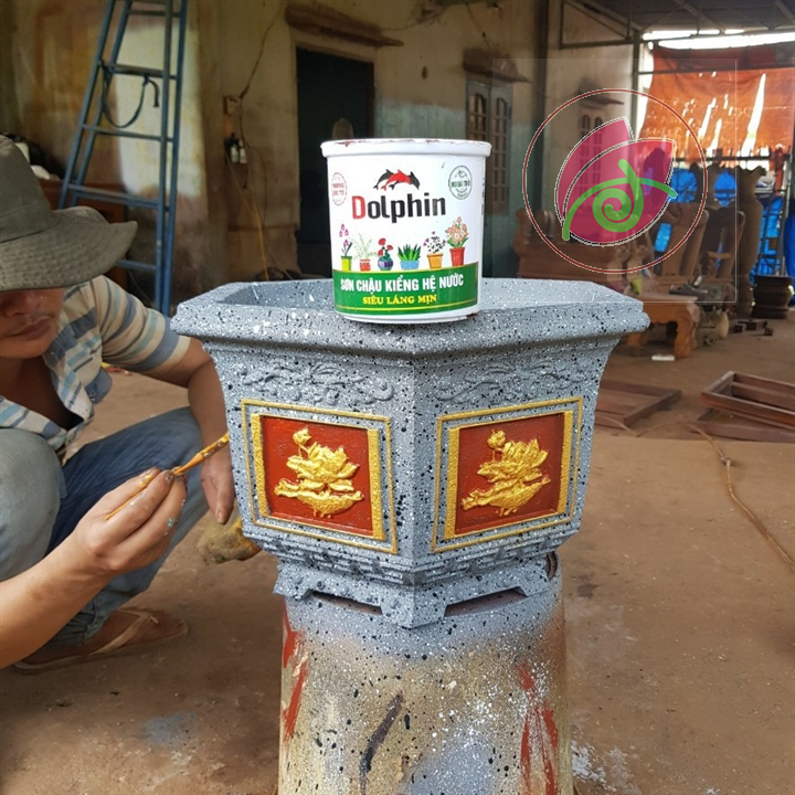 Sơn chậu kiểng lót kiềm xám hệ nước Dolphin 1kg. sơn chậu cảnh