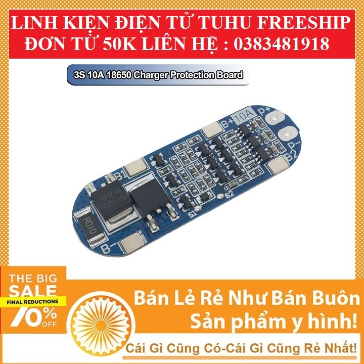 Mạch bảo vệ pin 3S 10A - 12.6V (tiêu chuẩn/cân bằng)