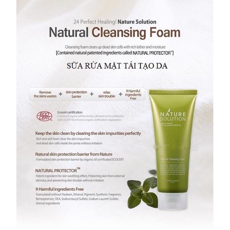 Sữa rửa mặt The Plant Base Nature Solution Natural Cleansing Foam 120ml