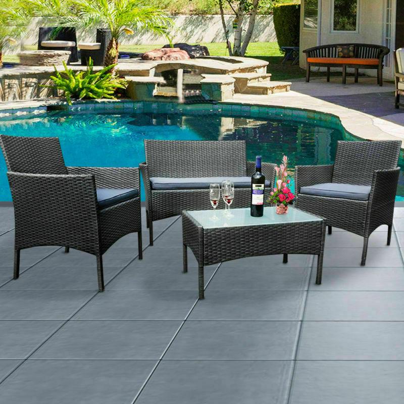 Poly rattan garden furniture 4 pcs sofa set
