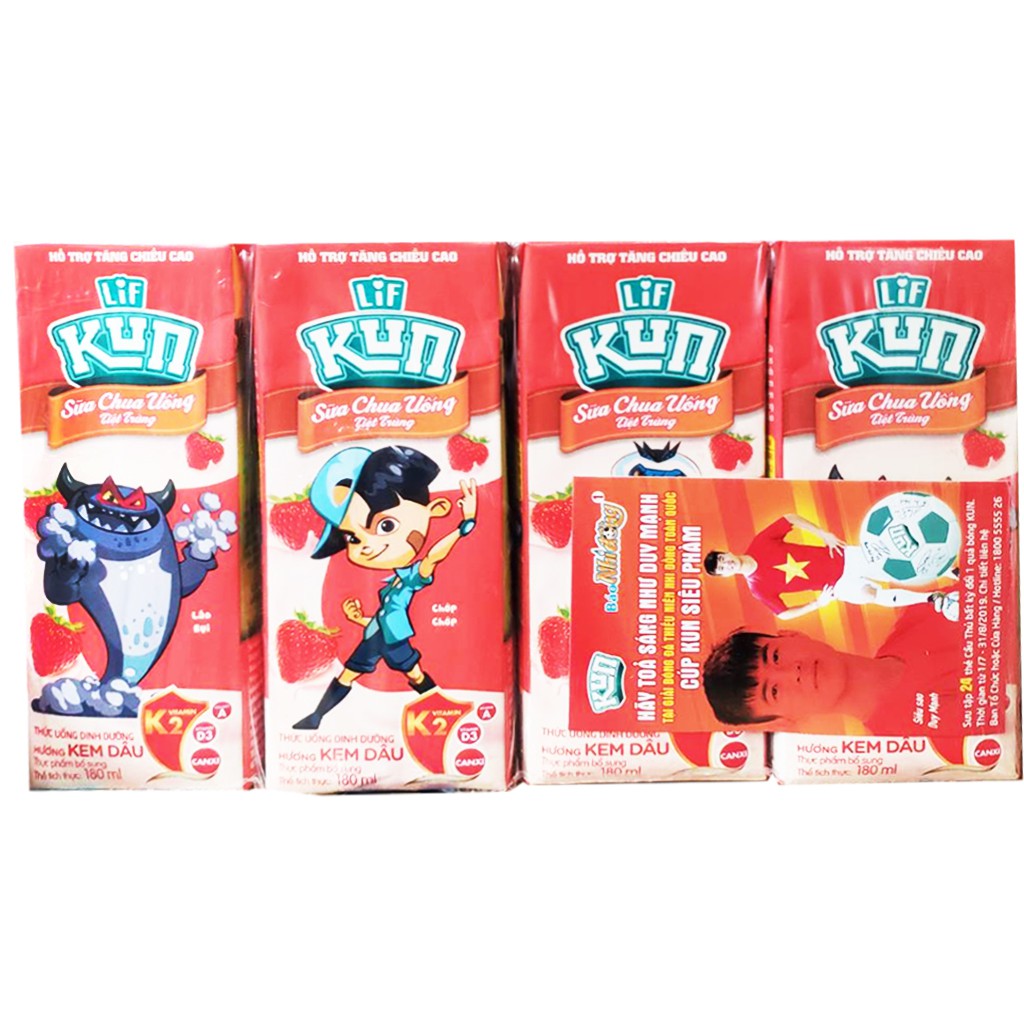Vỉ sữa chua uống Lif KUN các vị 110ml