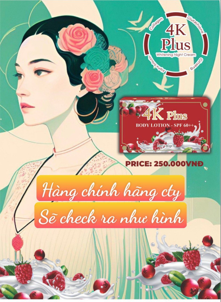 [Ảnh thật] KEM BODY 4K PLUS ĐỎ THÁI LAN CÓ HẠT TINH THỂ