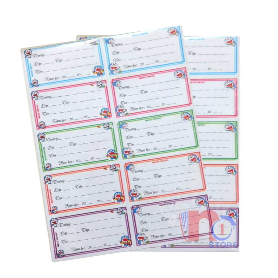 Xấp 50 cái nhãn vở decal có keo dễ thương