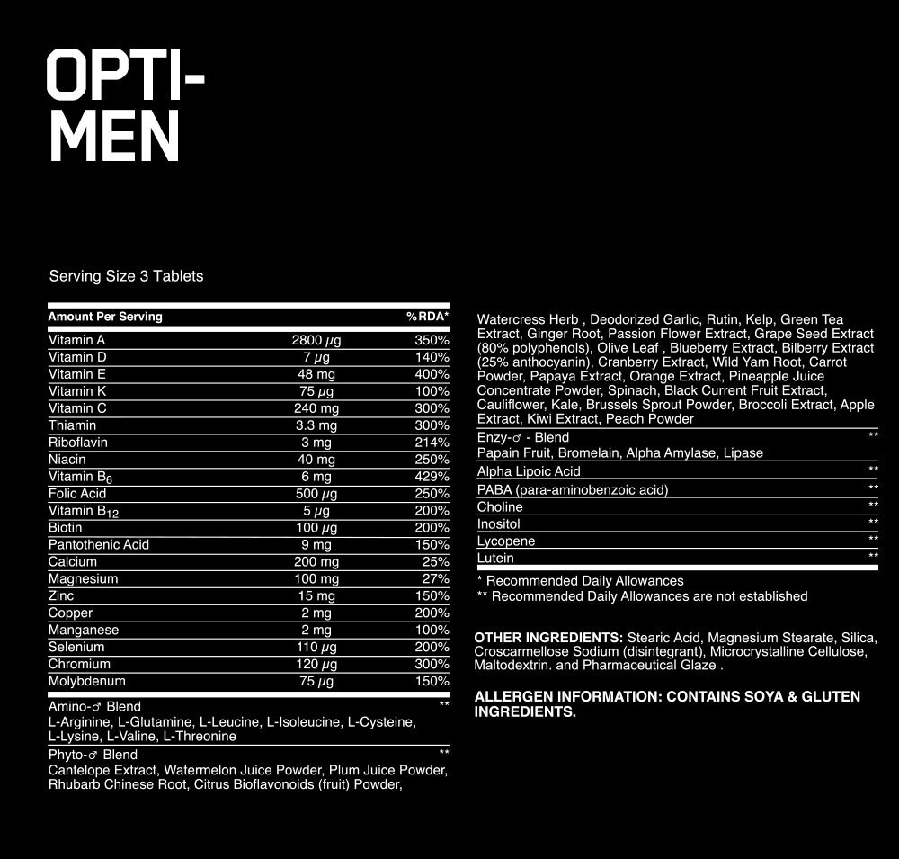 VITAMIN - OPTIMUM NUTRITION - OPTI-MEN