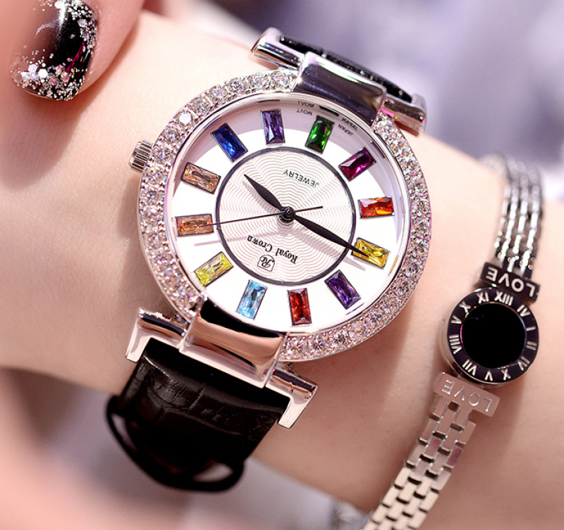 Nơi bán Đồng hồ nữ KING TIME Đính Đá Ruby Rainbow - Mặt to nổi bật