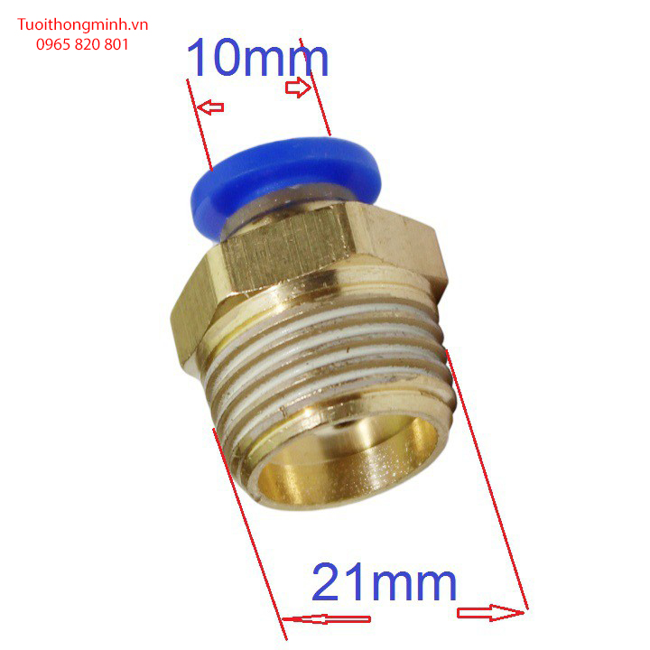 Ốc ren ngoài 21 ra ống 6,8,10,12mm
