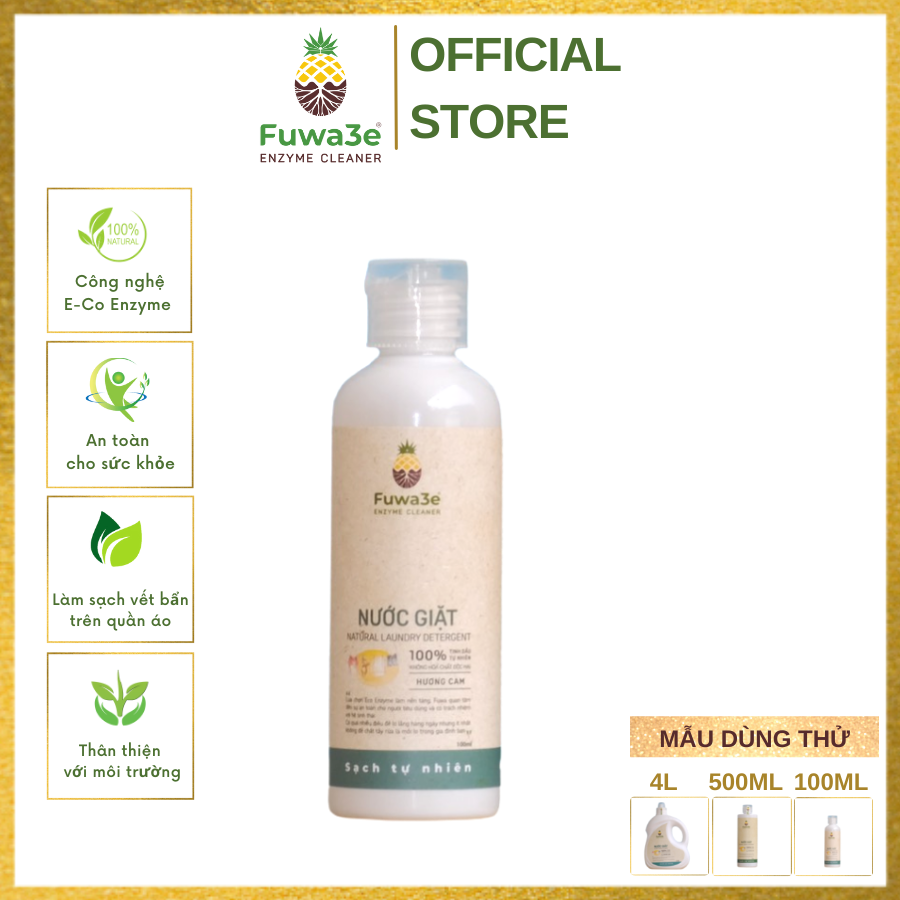 Nước giặt sinh học Fuwa3E hương cam - Mẫu dùng thử 100ml ,G-House shop