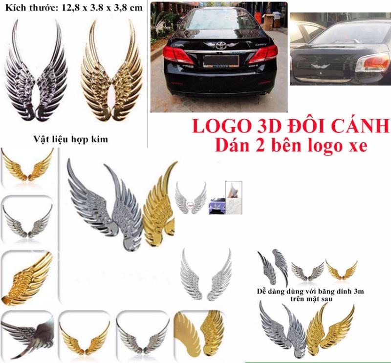 Logo 3D đôi cánh dán ô tô(vàng đồng)
