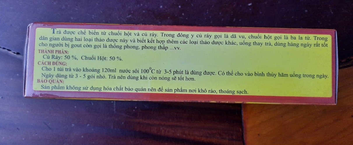[HCM]Trà củ ráy chuối hột dùng cho người bị gout
