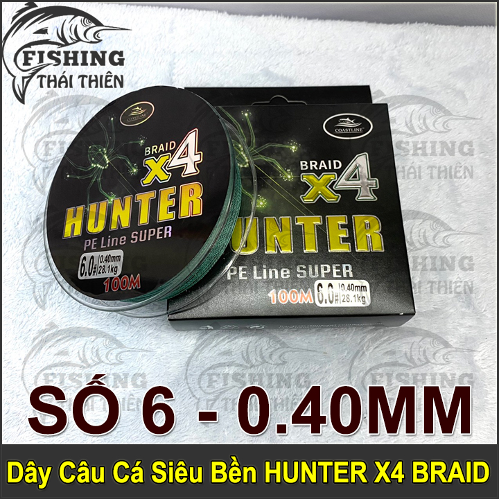 Dây Câu Cá Siêu Bền Coastline Hunter Braid X4, Dây Dù Câu Lure, Tóm Lưỡi Câu Cuộn 100m