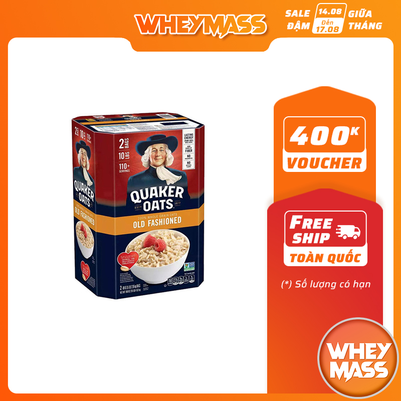 Thực phẩm ăn kiêng hoàn hảo yến mạch cán dẹp và nguyên hạt quaker old fashion của mỹ thùng 10lbs