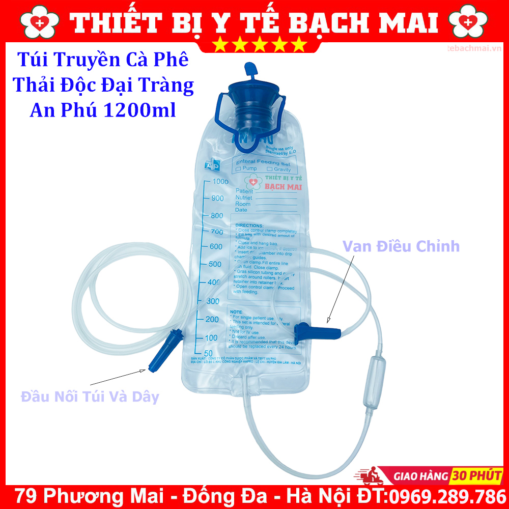 Túi truyền cà phê enema túi thải độc đại tràng an phú 1200ml túi cho ăn