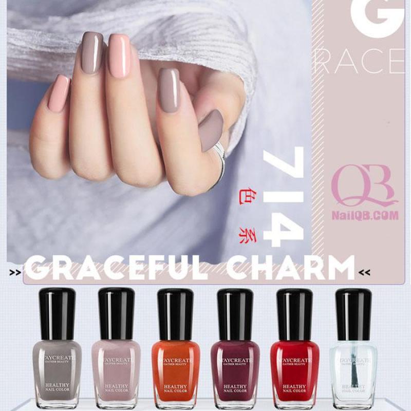 Set 6 sơn móng tay mau khô, mùi thơm Maycreate 5ml mã 714 + tặng kèm sticker dán móng